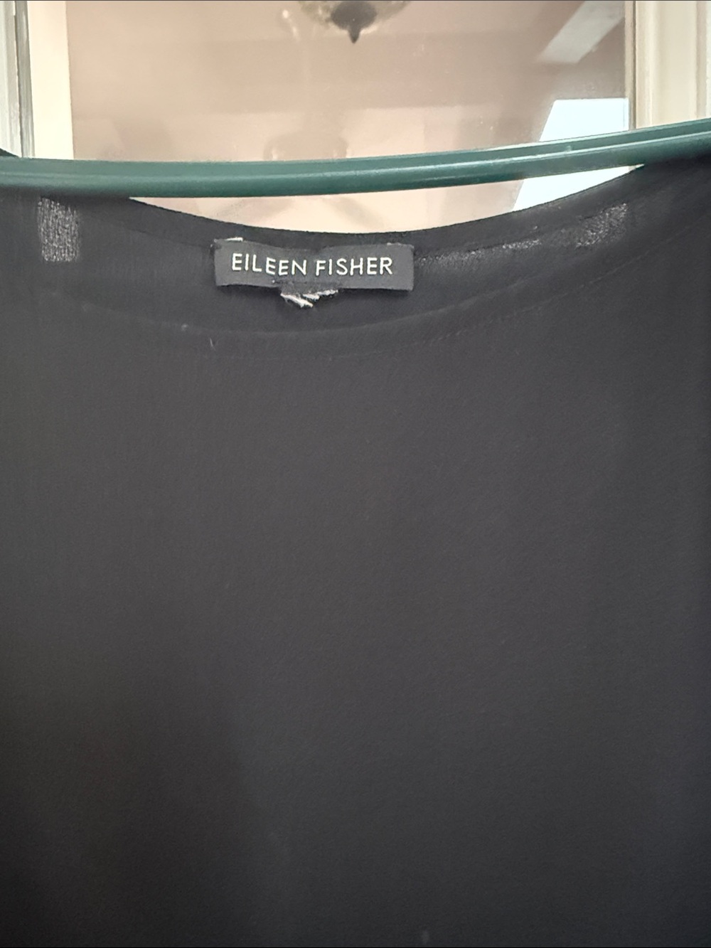 Eileen Fisher Long Black Sleeveless Silk Tunic - Picture 2 of 4